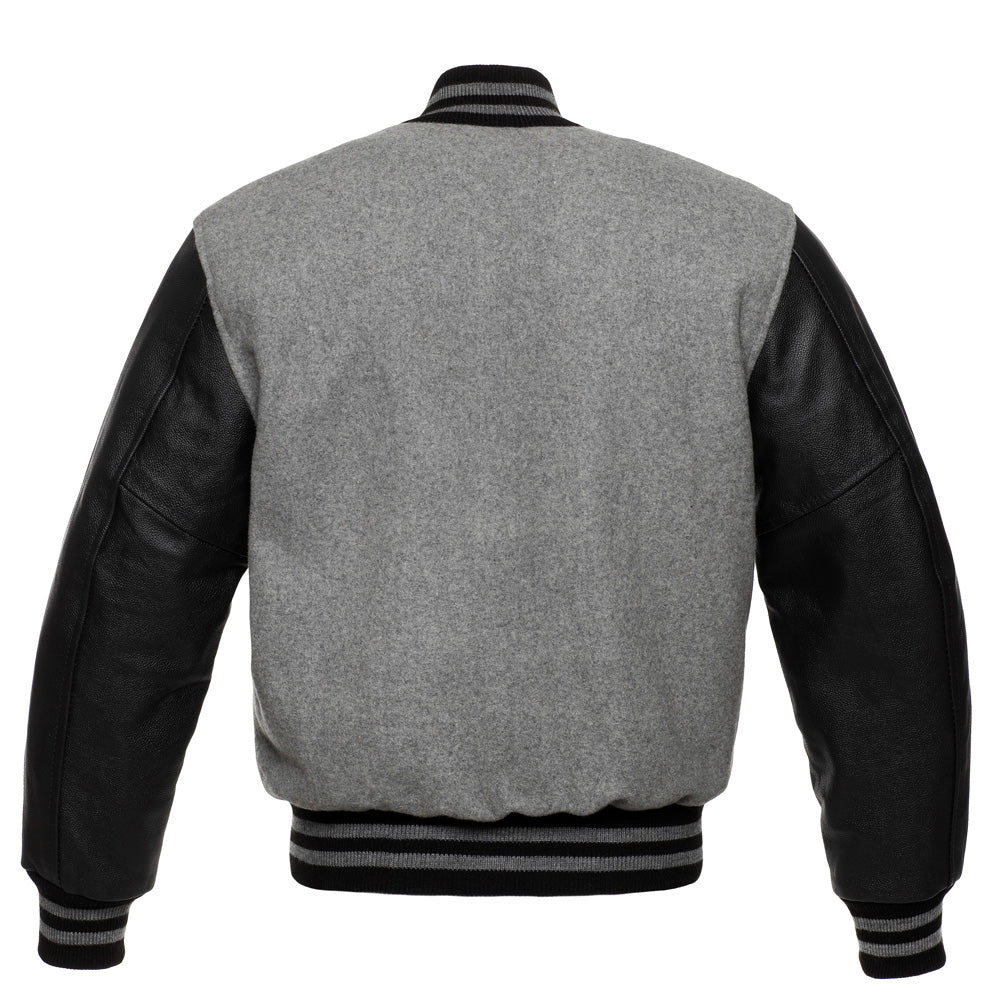 Collegejacke Baseballjacke aus Wolle Orange Stripes mit cremefarbenen Ärmeln aus Rindsleder