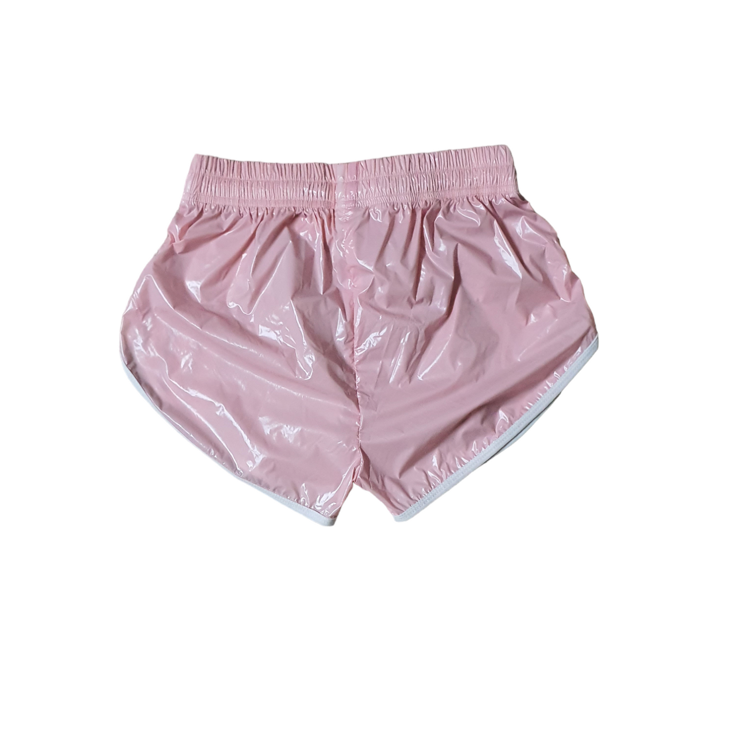 Gloss Sprinter Shorts, Pink PU Nylon Sport Short, Shiny PU Fitness Short