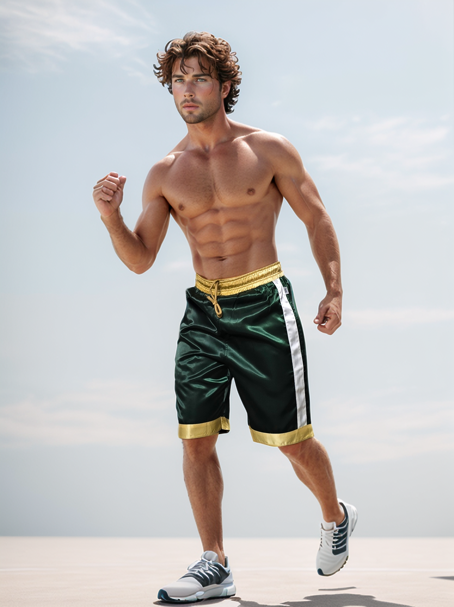 Shiny Satin Boxing Shorts - Satin Casual Trunks - Green Glossy Satin Short