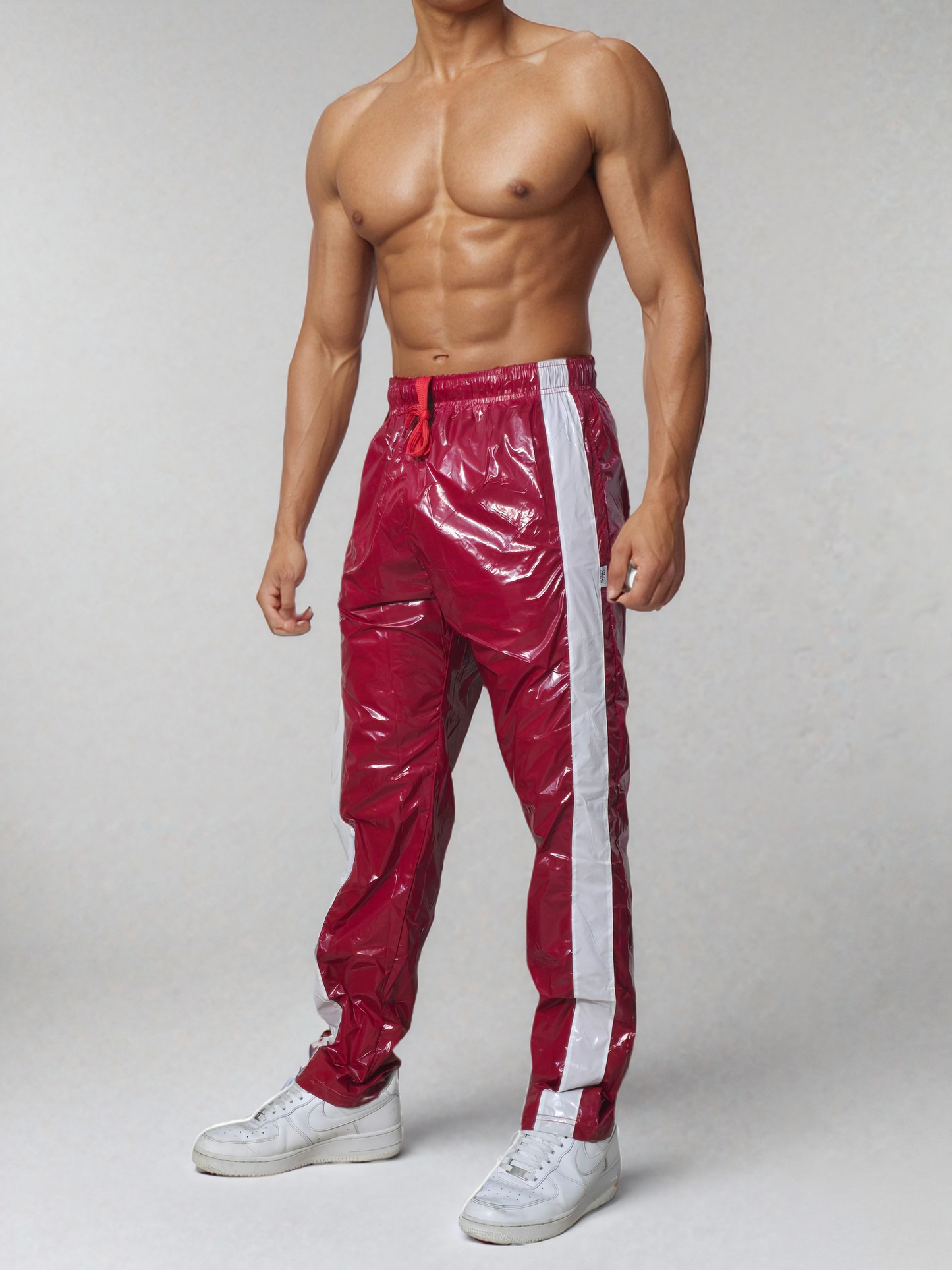 Glänzend rote PU Nylon Sport Jogginghose - Glossy PU Nylon Pants
