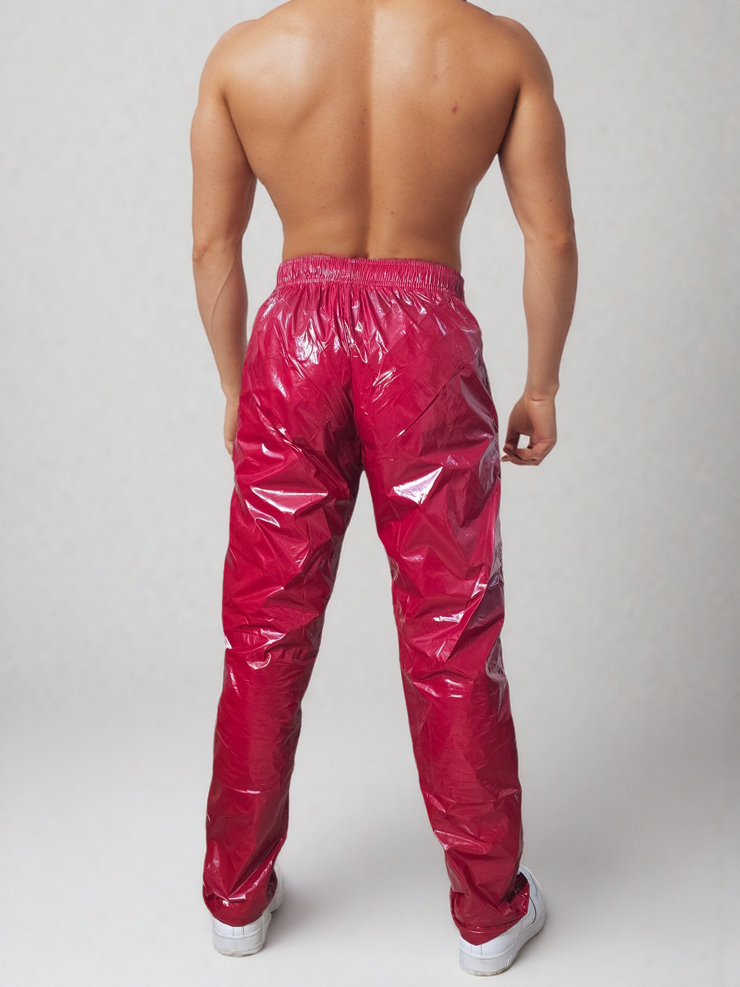Glänzend rote PU Nylon Sport Jogginghose - Glossy PU Nylon Pants