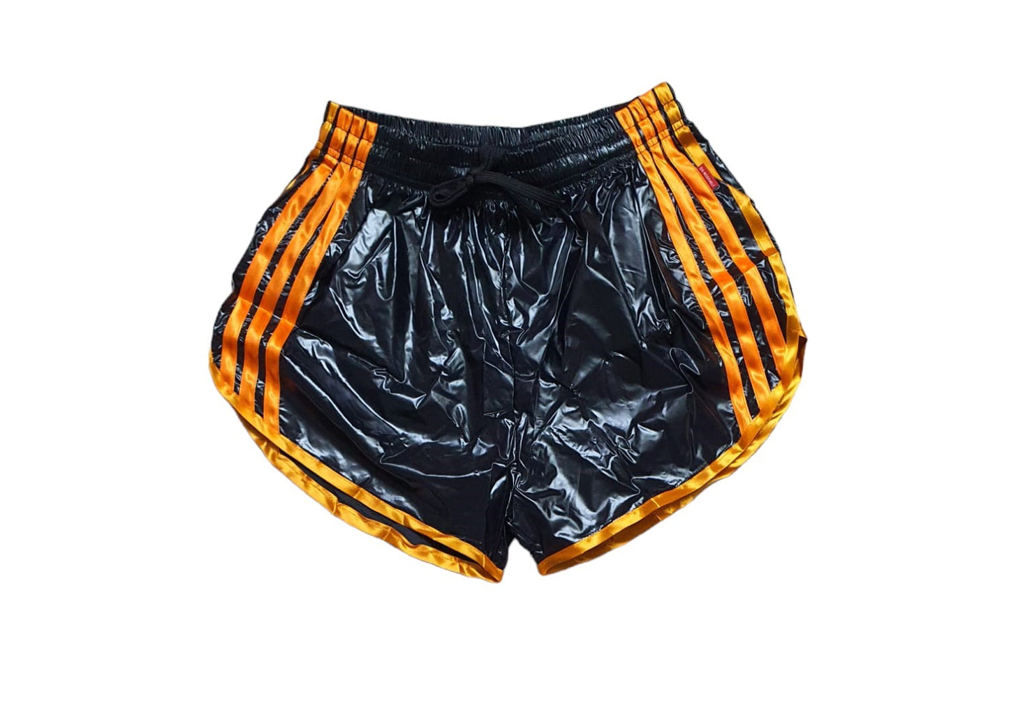 Gloss Sprinter Shorts, Black PU Nylon Sport Short, Shiny PU Fitness Short