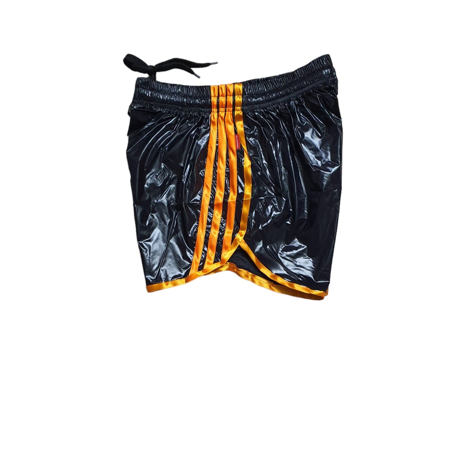 Gloss Sprinter Shorts, Black PU Nylon Sport Short, Shiny PU Fitness Short