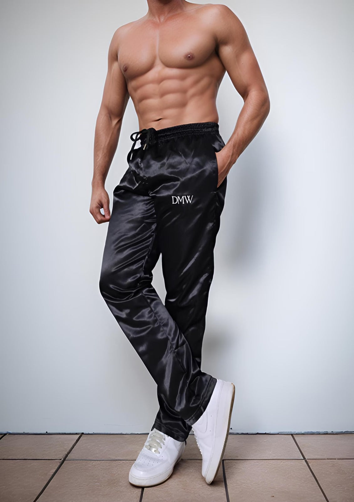 Shiny Satin Track Pants Unisex with Logo