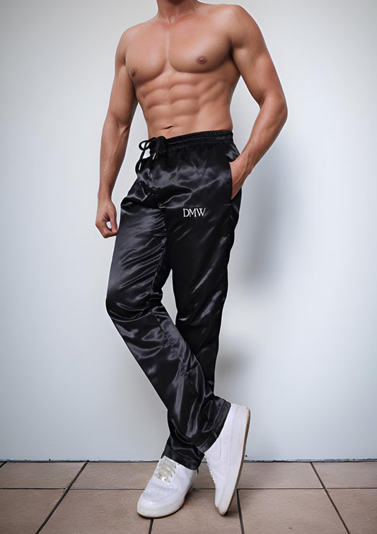 Shiny Satin Track Pants Unisex with Logo