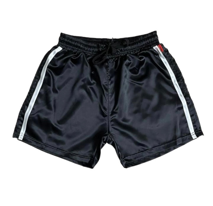 Vintage Nylon Satin Boxshorts mit Racing Stripe Design 