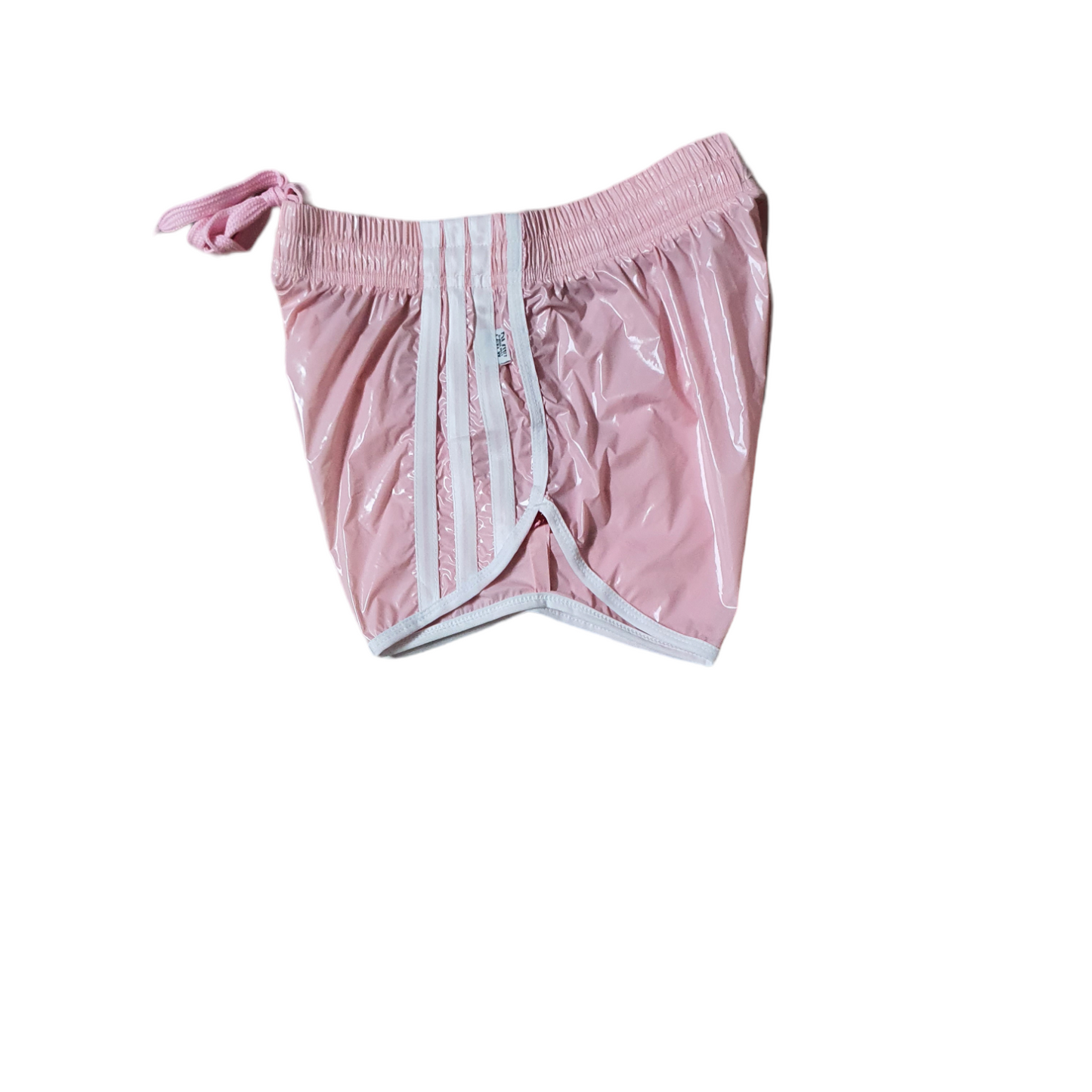 Gloss Sprinter Shorts, Pink PU Nylon Sport Short, Shiny PU Fitness Short