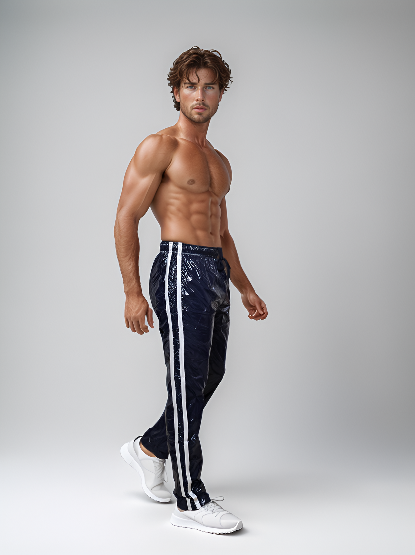 Glänzende marineblaue PU-Nylon-Sport-Jogginghose - Glossy PU Nylon Pants