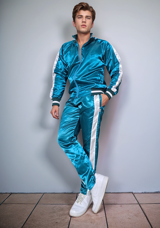 Satin Nylon Sport Jogginganzug aus glänzendem Nylon