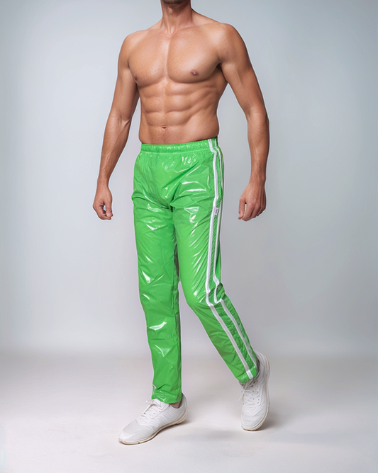 Glänzend blaue PU-Nylon-Sport-Jogginghose - Glossy PU Nylon Pants