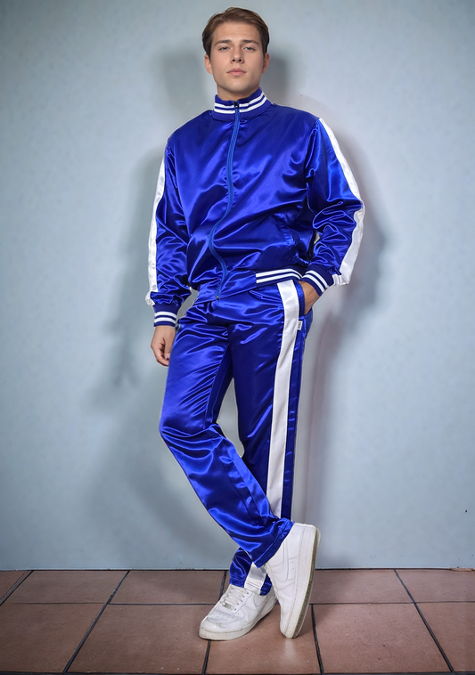 Schimmernde Eleganz: Schwarz-weißes Activewear-Ensemble aus Satin-Nylon