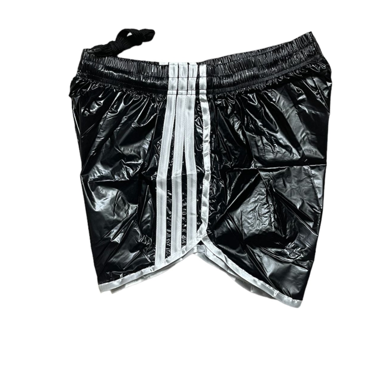 Gloss Sprinter Shorts, Black PU Nylon Sport Short, Shiny PU Fitness Short