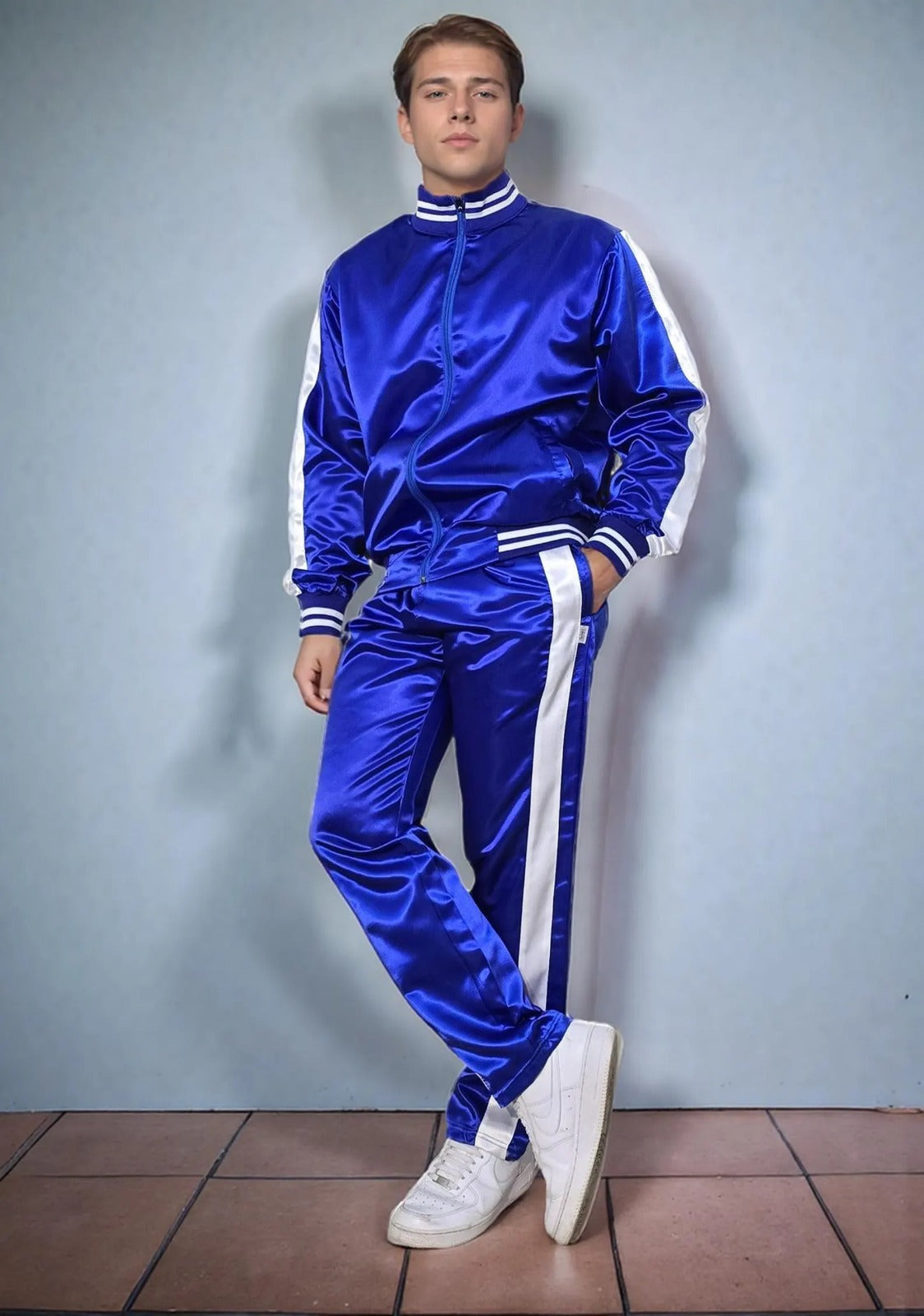 Shiny Satin Tracksuit with side stripes Unisex