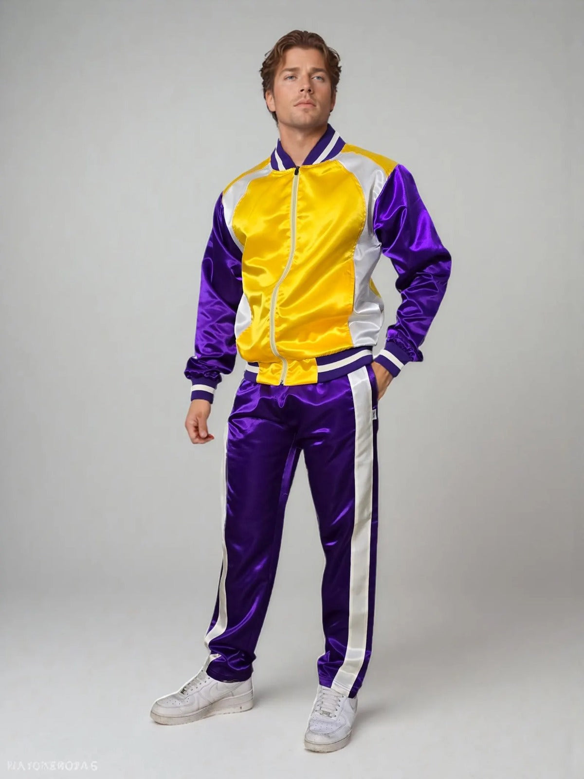 Shiny Satin Tracksuit with side stripes Unisex