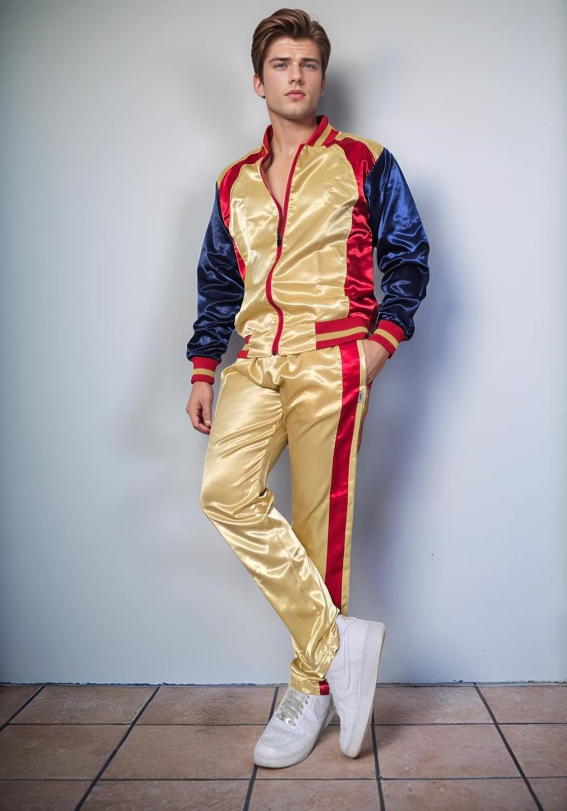 Shiny Satin Tracksuit with side stripes Unisex