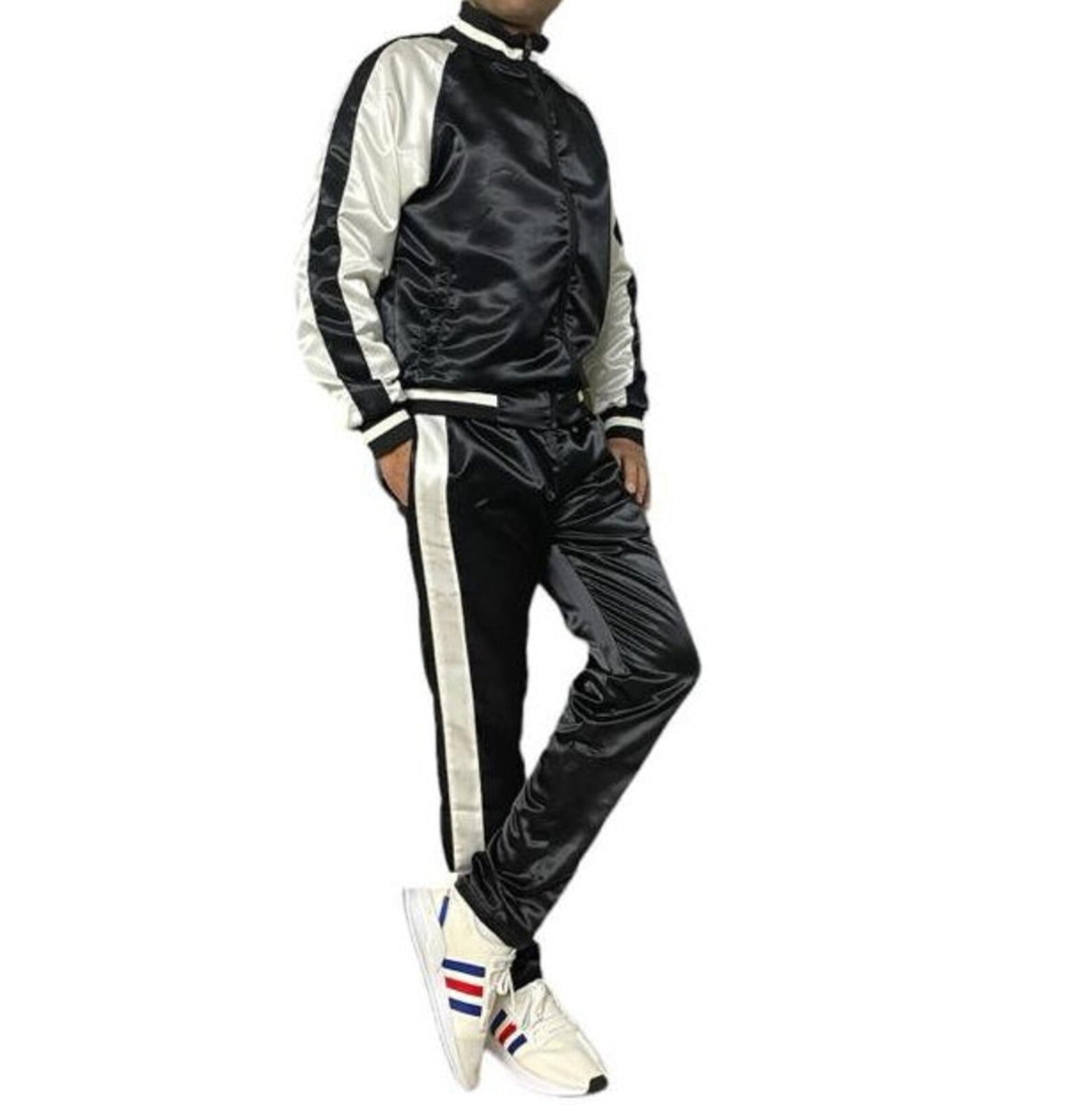 Shiny Satin Tracksuit with side stripes Unisex