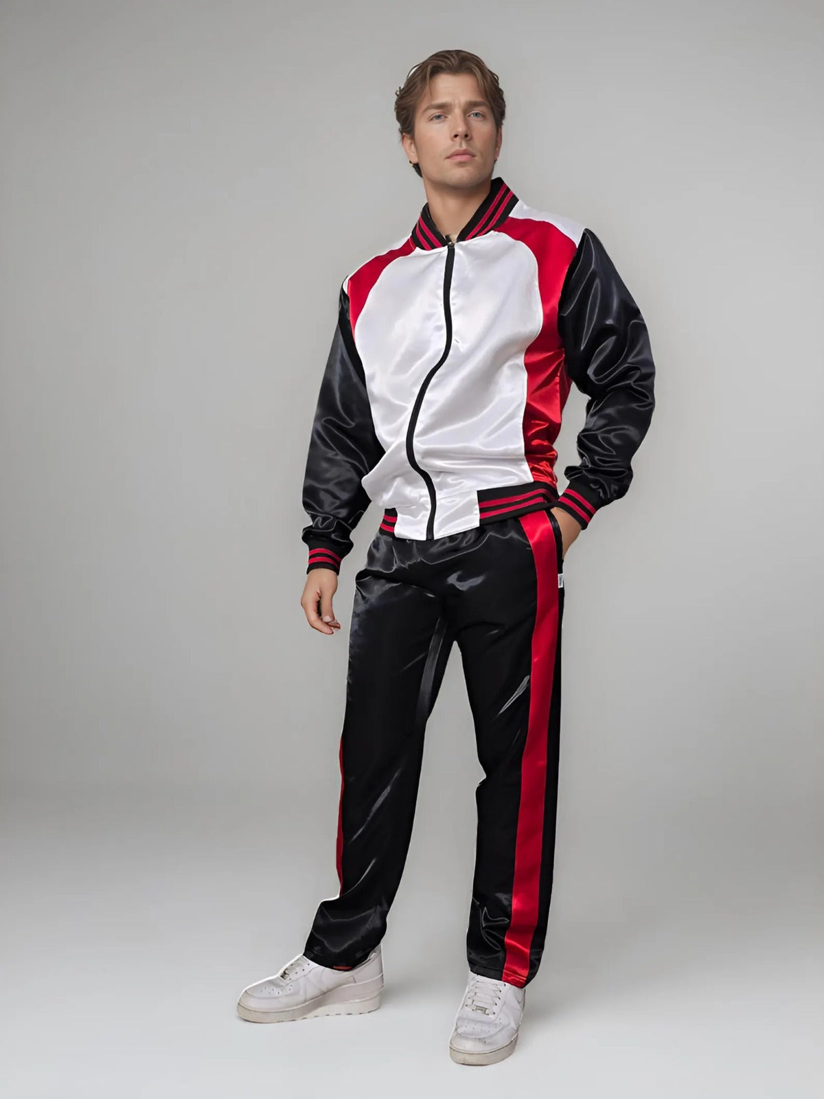 Shiny Satin Tracksuit with side stripes Unisex