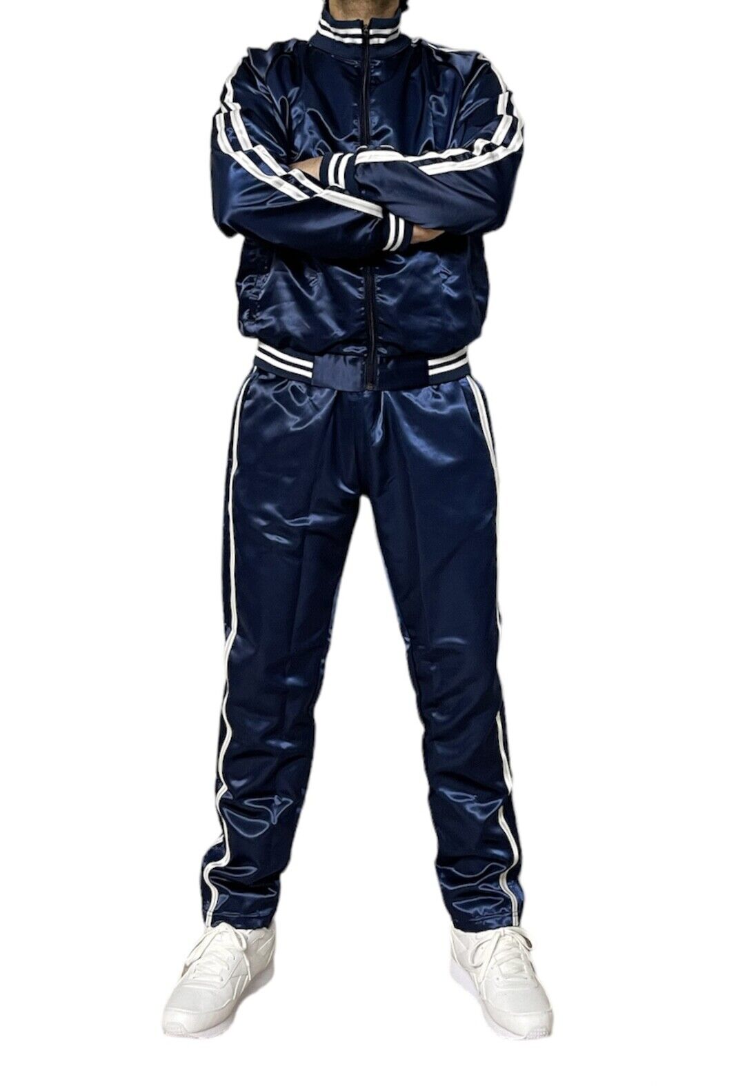 The ultimate PU nylon sports jogging suit in blue and white