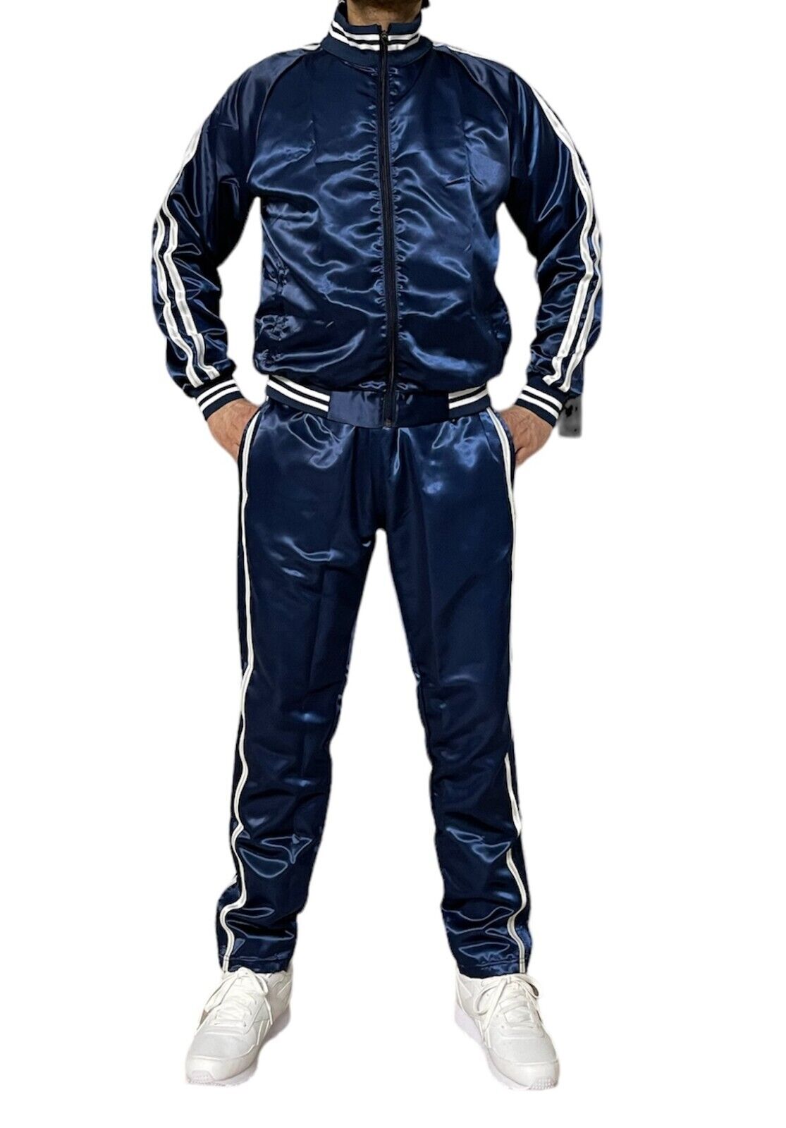 The ultimate PU nylon sports jogging suit in blue and white