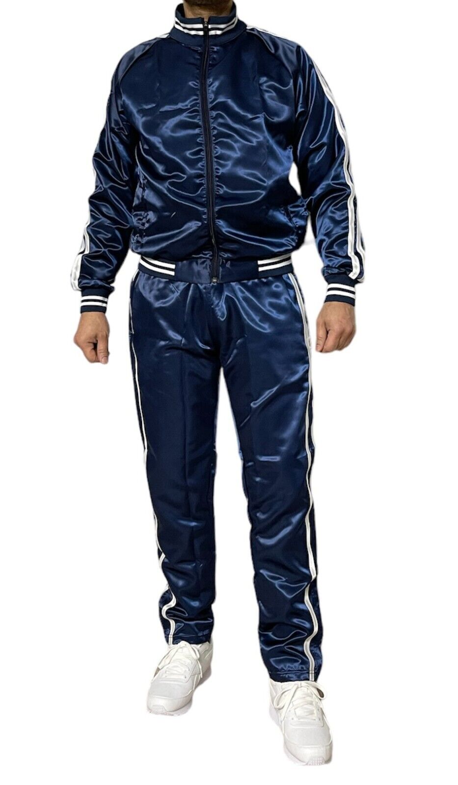 The ultimate PU nylon sports jogging suit in blue and white