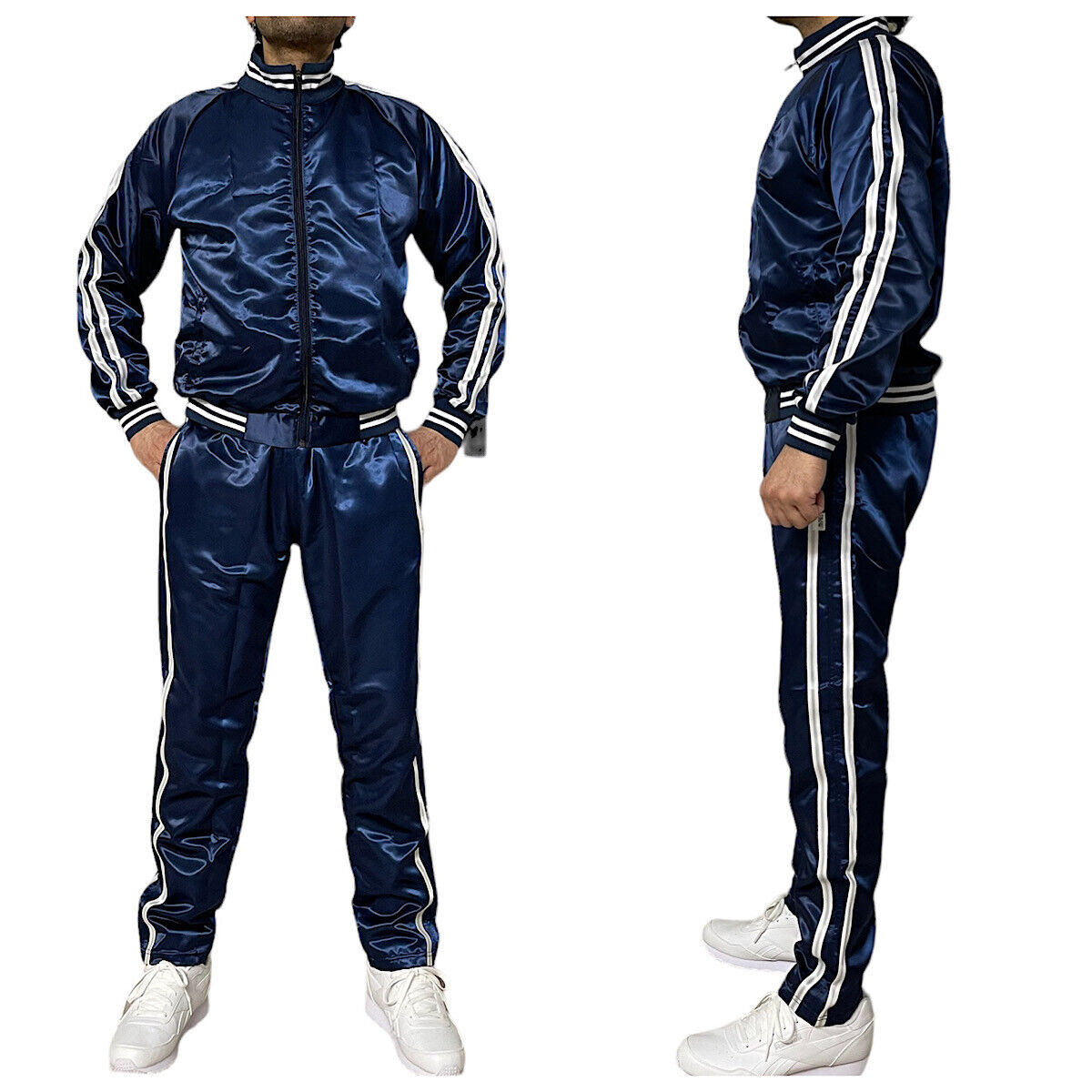 The ultimate PU nylon sports jogging suit in blue and white