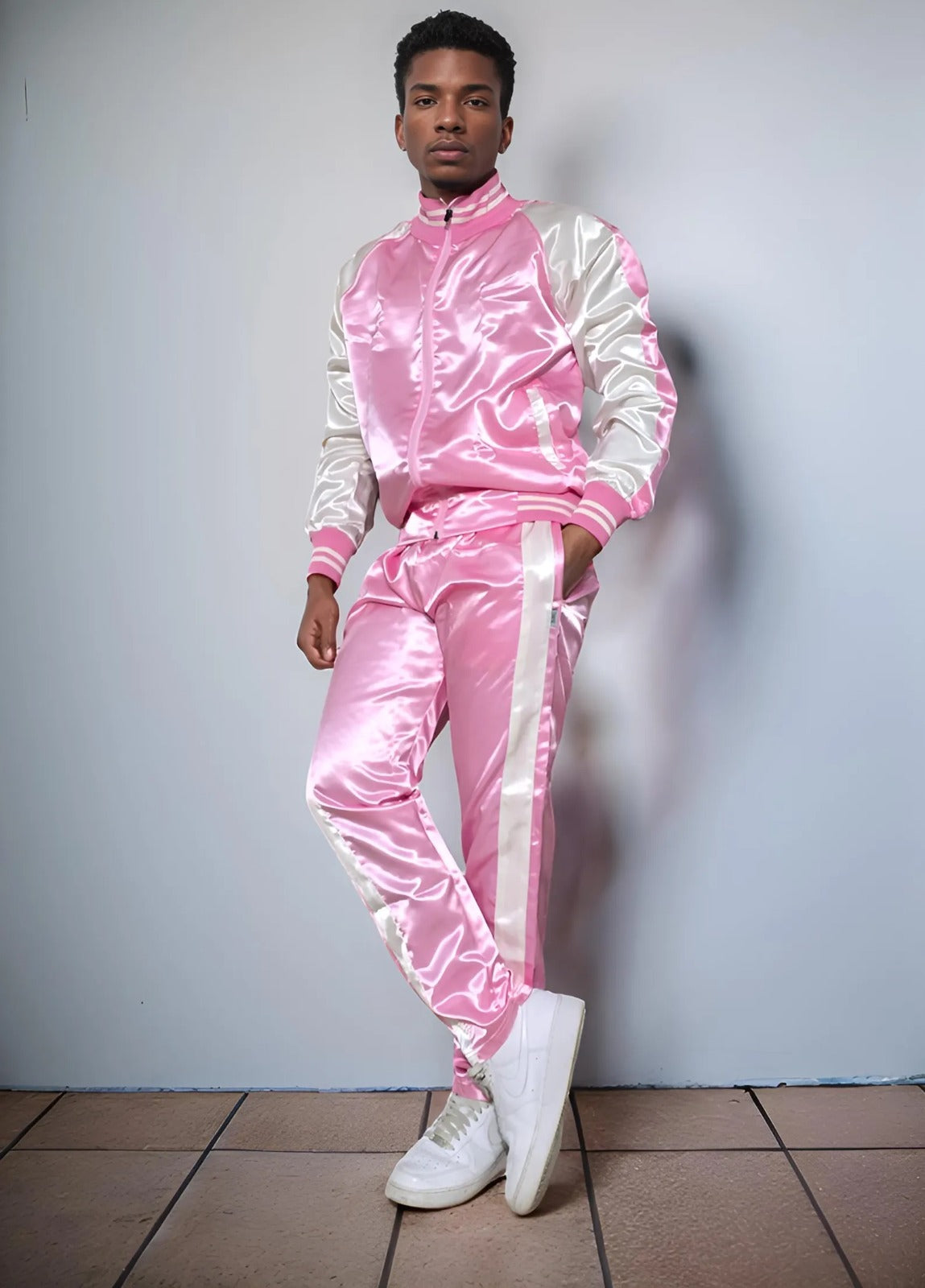 Shiny Satin Tracksuit with side stripes Unisex